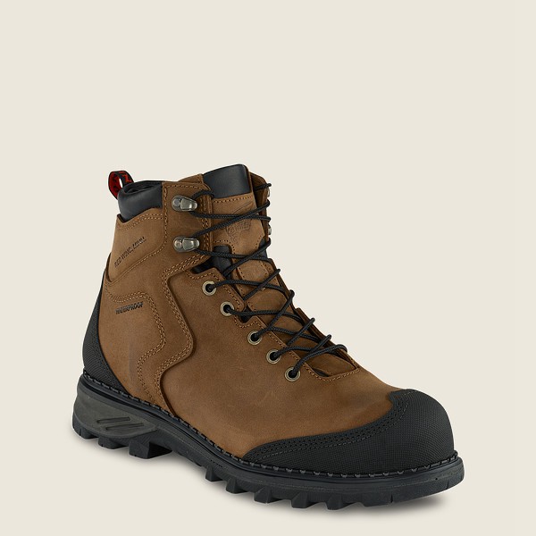 Red Wing Safety Boots Brown/Black - Mens Burnside - 6-inch Waterproof Toe - 8916-ORKGI